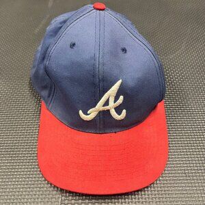 Atlanta Braves Classic Navy Blue & Red Mlb Baseball Cap Premium Structured Snapb
